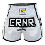White/Black CRNR Muay Thai Shorts